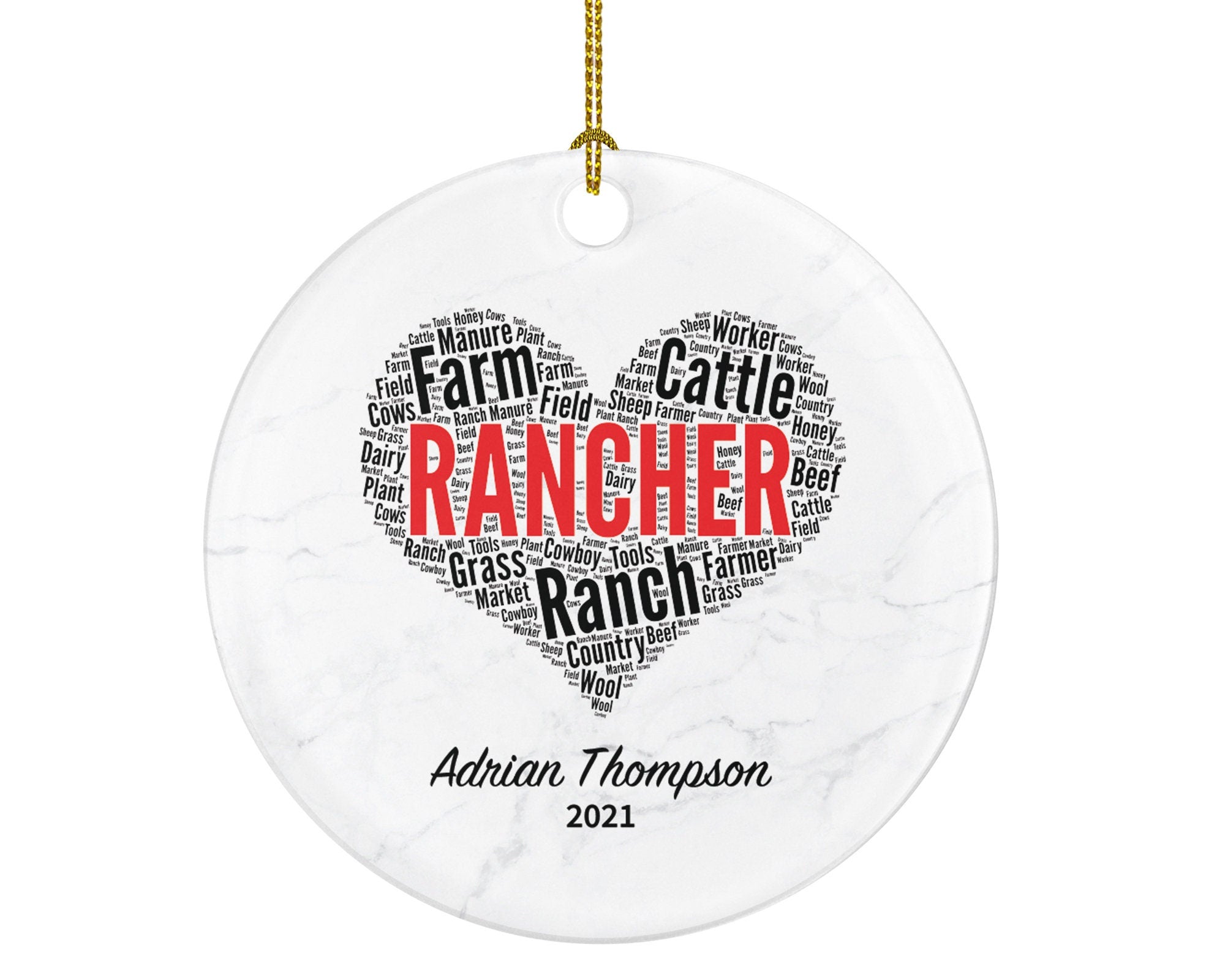 Rancher Christmas Ornament Personalized - Gift Rancher Texas Farm Worker Gift