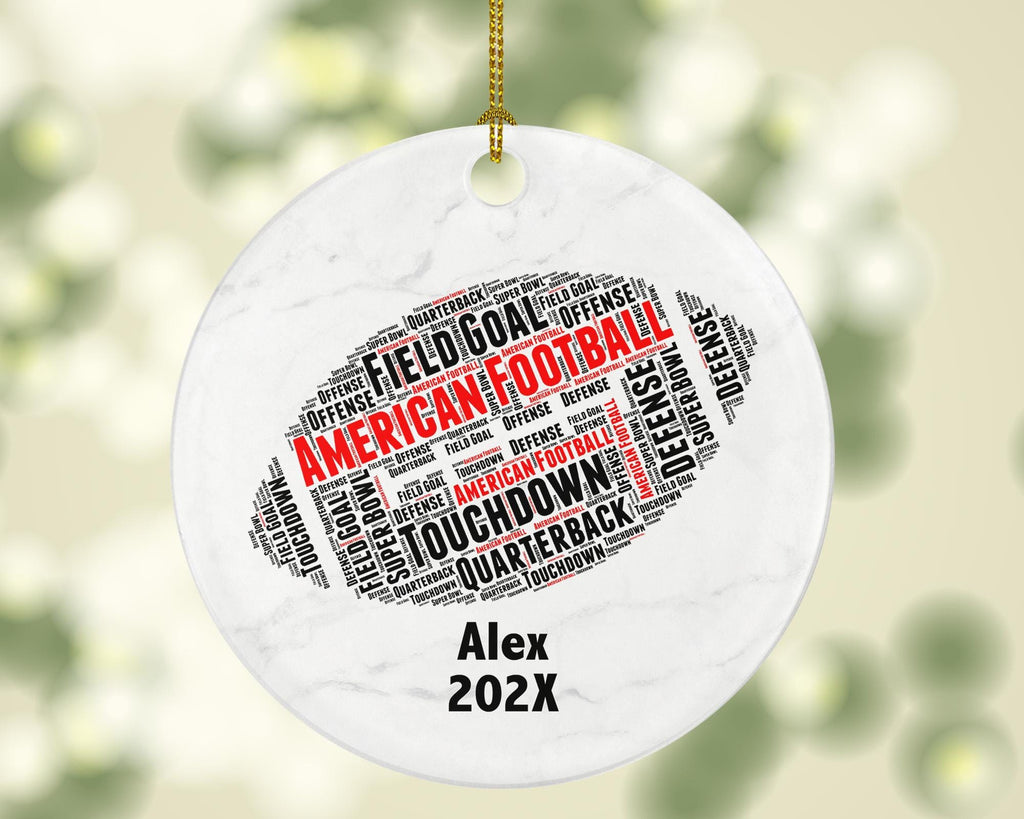 Personalized American Football Christmas Ornament – Custom Sports Gift – Quarterback Touchdown Ornament – Football Player Keepsake