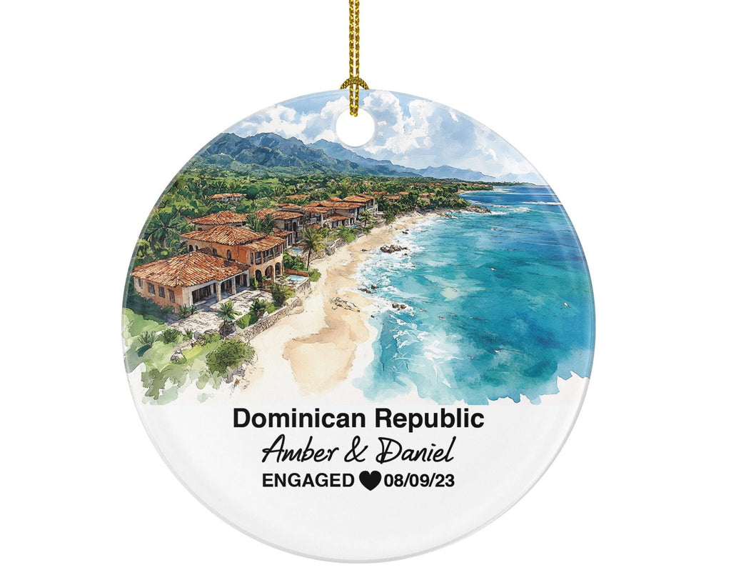Custom Dominican Republic Christmas Ornament, Lush Rainforests, Personalized Couple Gift, Celebrate Wedding, Engagement, Honeymoon