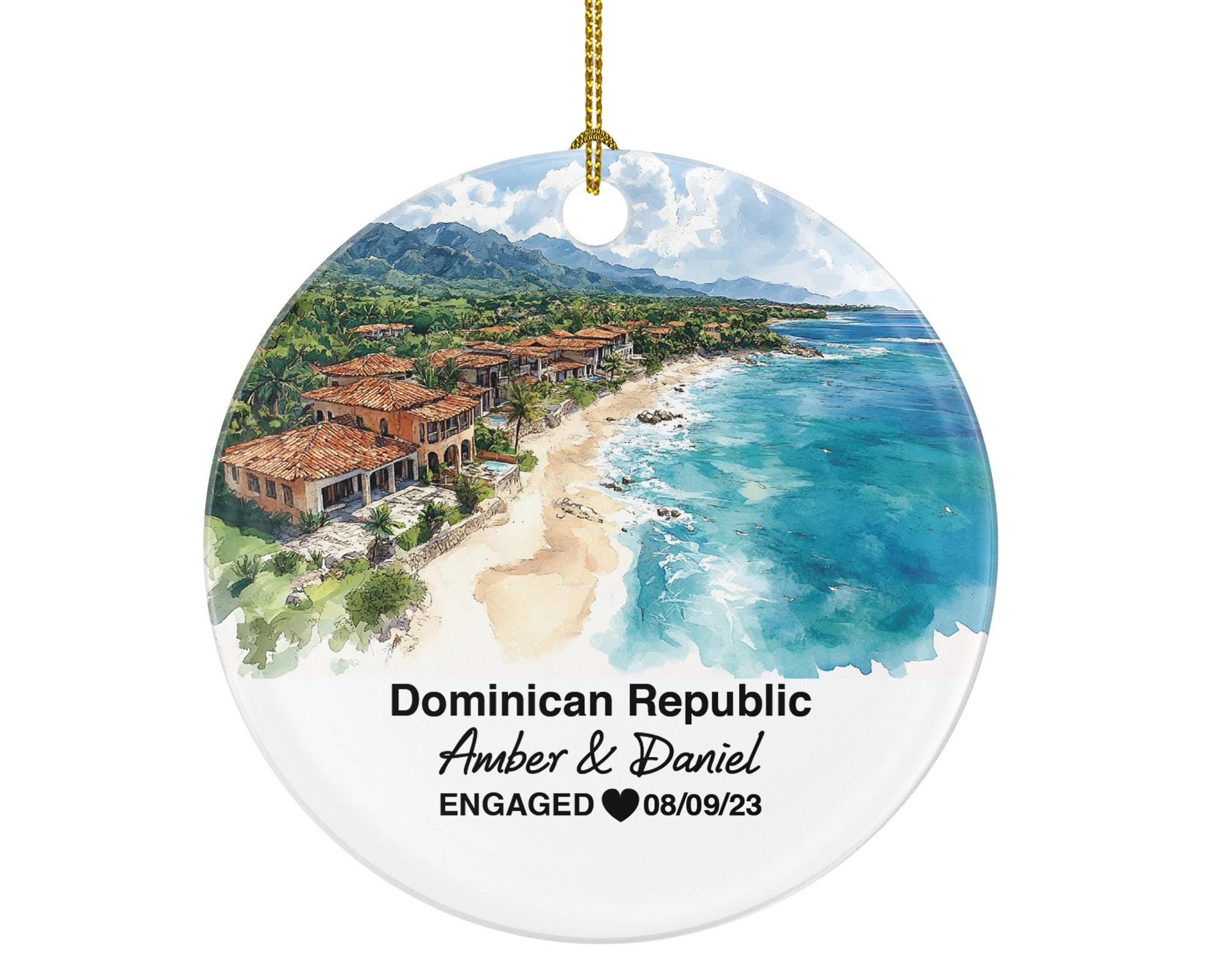 Custom Dominican Republic Christmas Ornament, Lush Rainforests, Personalized Couple Gift, Celebrate Wedding, Engagement, Honeymoon