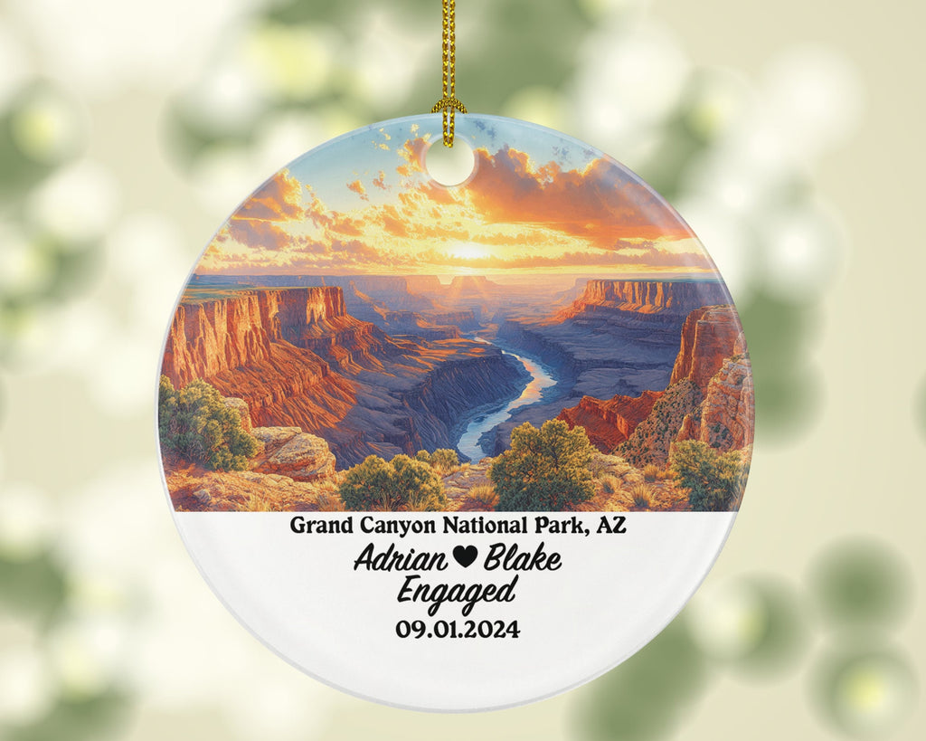 Grand Canyon National Park Christmas Ornament Personalized - Engaged Married Family Together Couple Travel Honeymoon Engagement Marriage