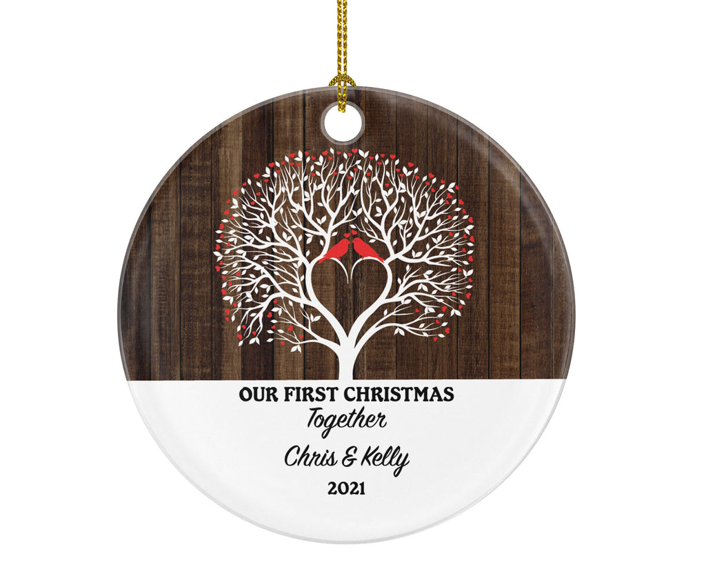 Couples Christmas Ornament - First Christmas Together Personalized - Custom New Couple Gift - Names and Year