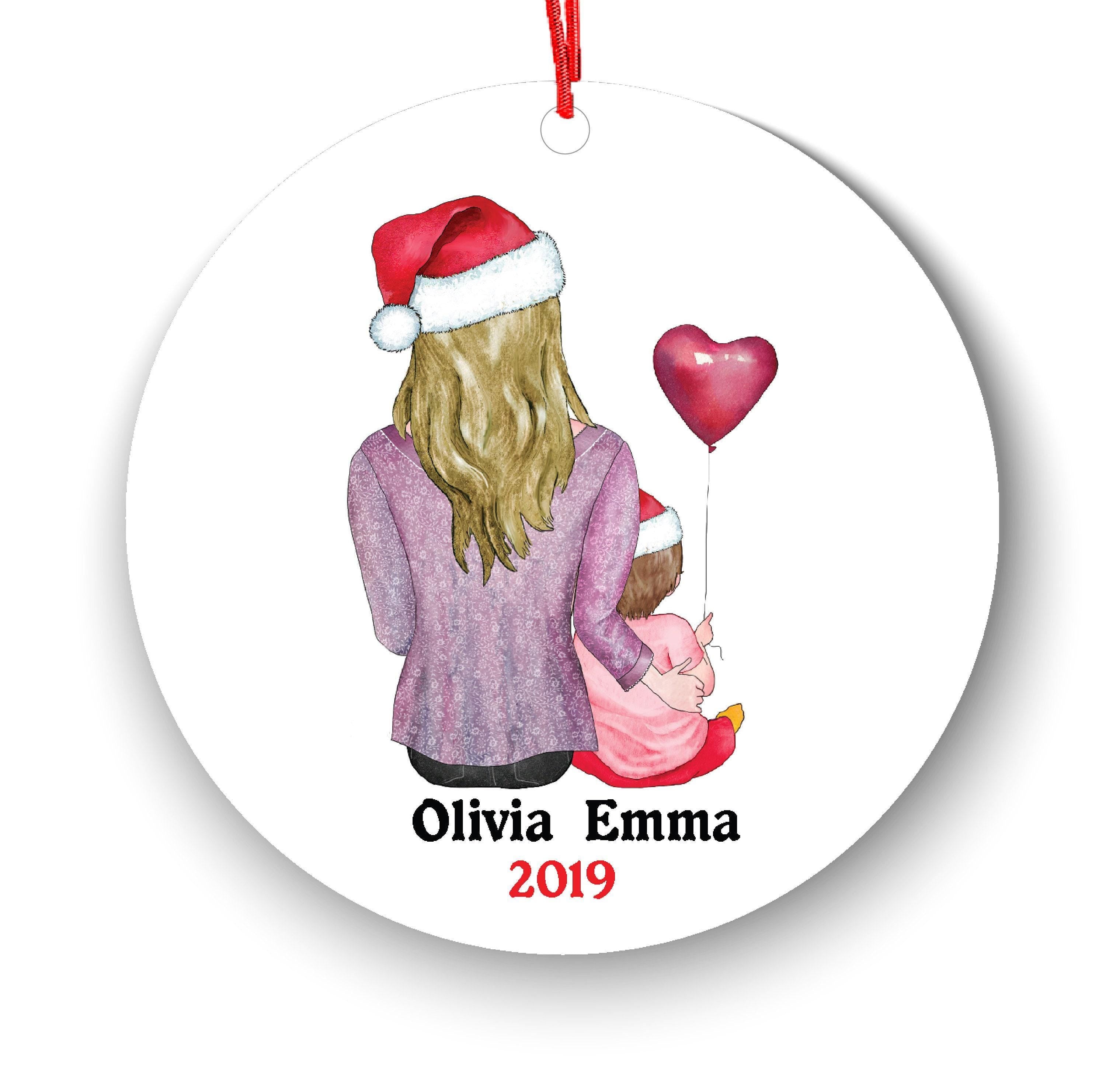 Single Mom Christmas Ornament, Personalized Baby & Kid Portrait (3-inch Ceramic)
