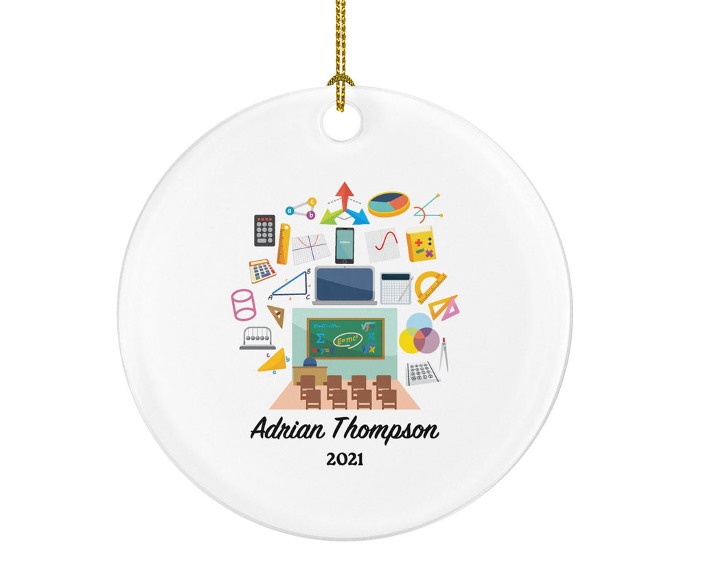 Math Teacher Christmas Ornament Personalized, Mathematics Teacher Christmas Tree Ornament, Math Professor Decor