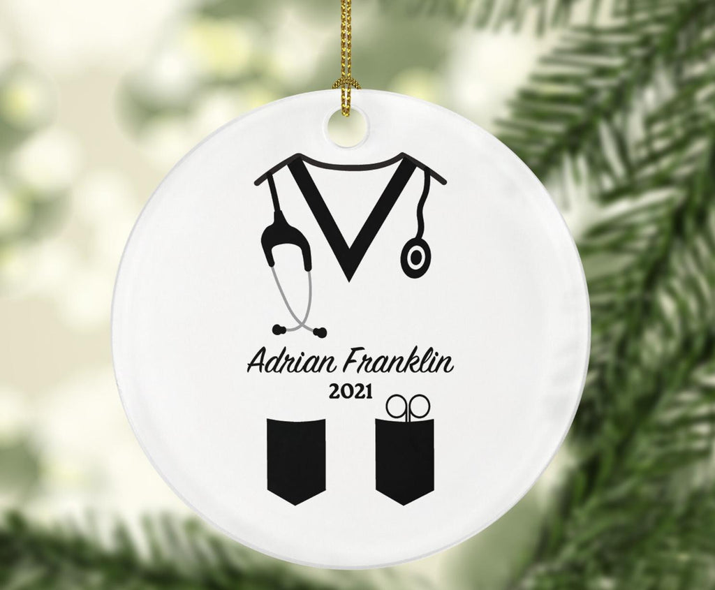 Medical Doctor Christmas Ornament Personalized - Health Worker Gift from Patient for Nurse Physician Physical Therapist Practitioner MD RN