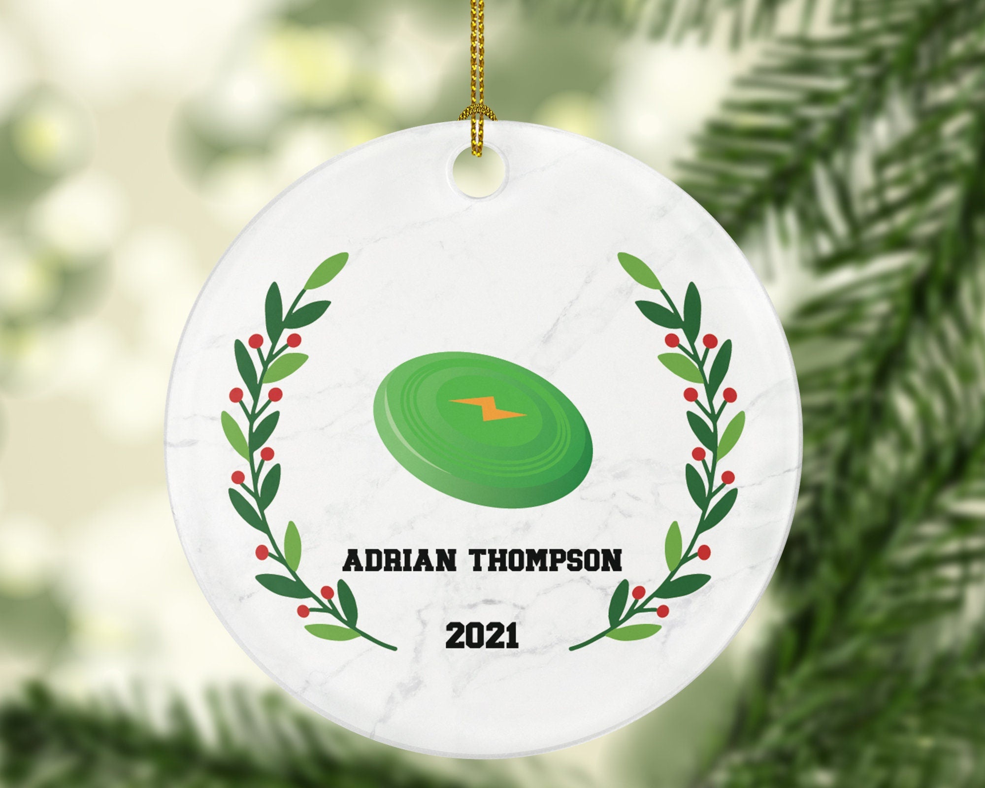 Frisbee Game Player Christmas Ornament Personalized-  Custom Frisbee Lover Gift