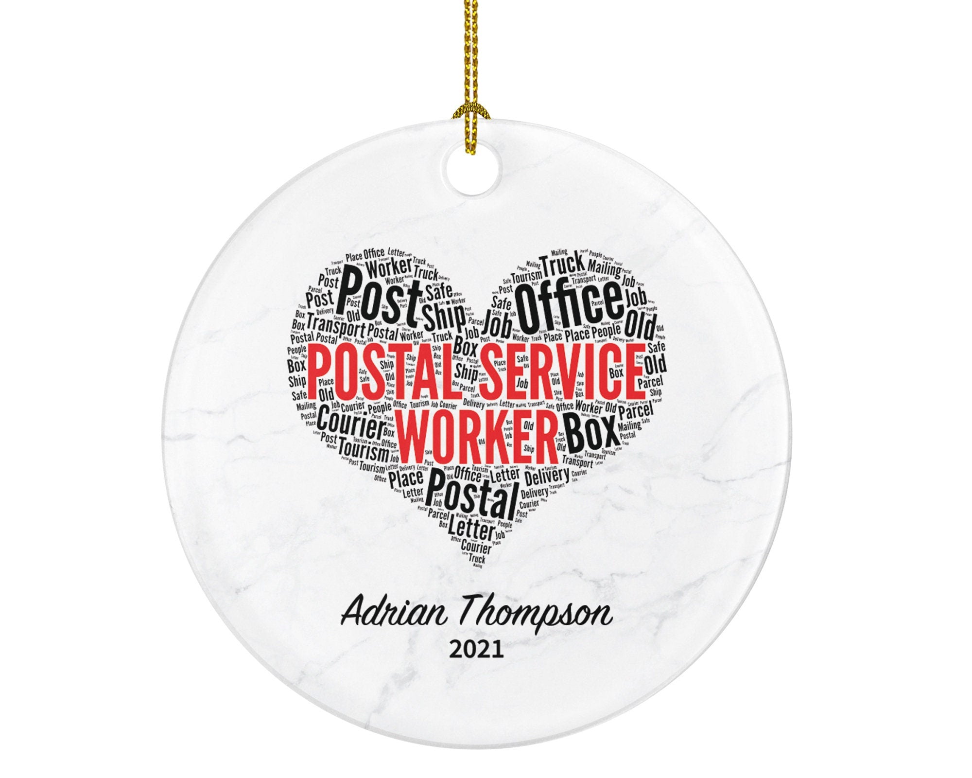 Postal Service Worker Mail Carrier Truck Christmas Ornament - Mailman Appreciation Gift Thank You Essential Worker Holiday