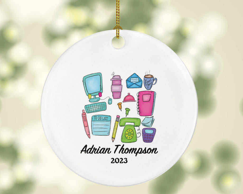 Receptionist Christmas Ornament Custom - Personalized Office Secretary Gift  Home Decoration New Receptionist Gift