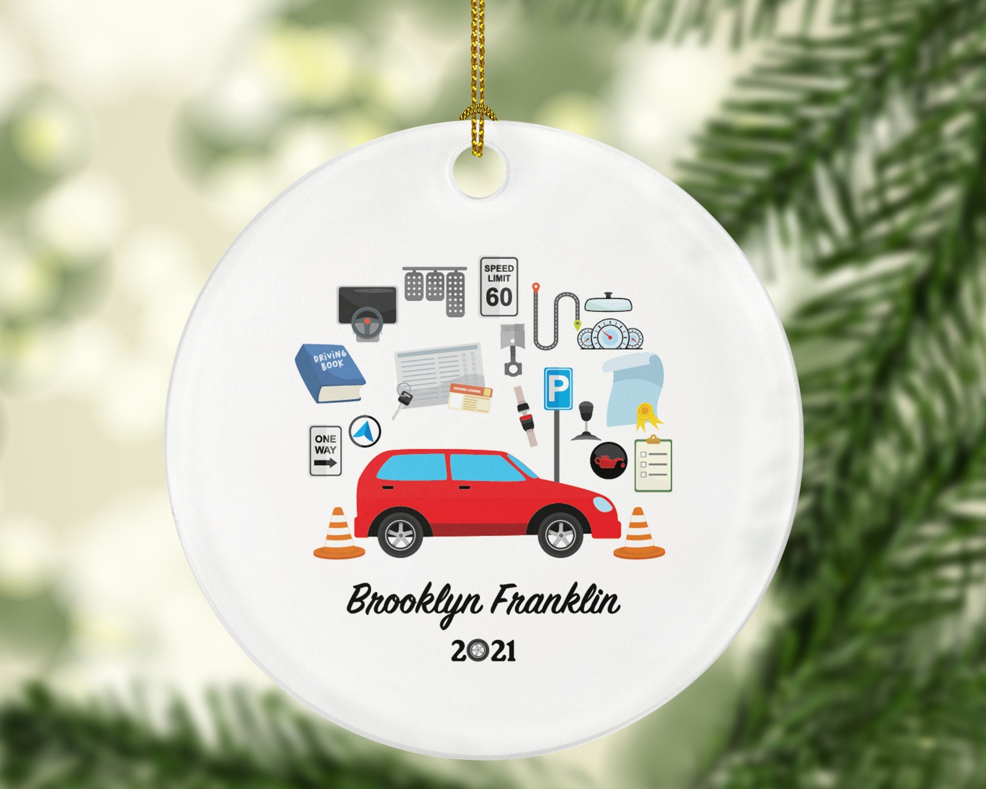 Driving School Owner Worker Christmas Ornament Personalized - New Driver Car New License Owner Driver's License Plate Custom Gift