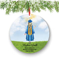 Personalized Graduation Christmas Ornament Class of 2020 Custom Gift for Graduate Masters Bachelor Doctorate College High School Degree Blue