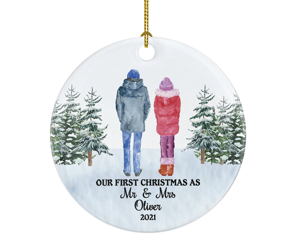 First Christmas As Mr & Mrs Newlywed Couple Personalized Ornament - Wedding First Married Wedding Gift for Bride Groom Mr. and Mrs.