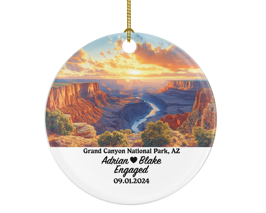 Grand Canyon National Park Christmas Ornament Personalized - Engaged Married Family Together Couple Travel Honeymoon Engagement Marriage