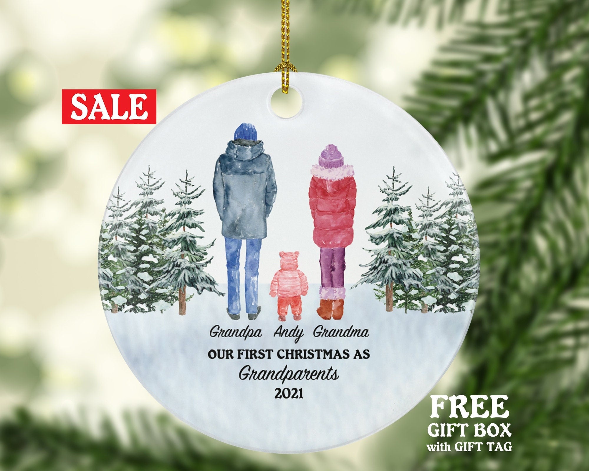 Grandparents First Christmas Ornament Personalized, First Christmas As Grandparents Ornament, New Grandparents Gift