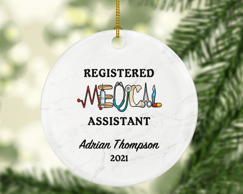 Registered Medical Assistant Christmas Ornament Personalized - RMA, Registered Medical Assistant Gift Health Worker School Graduation Gift