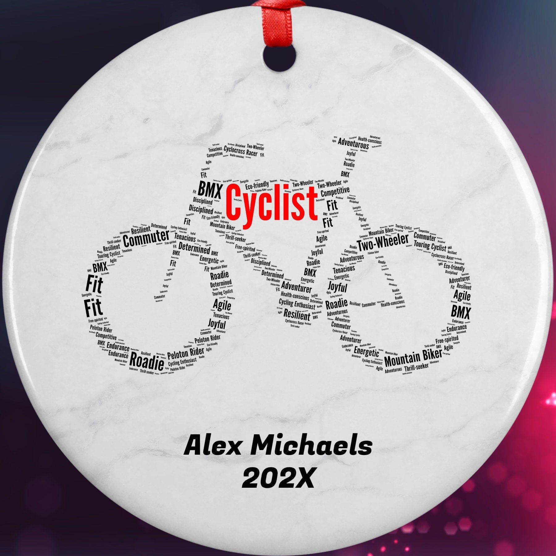 Cyclist Personalized Christmas Ornament
