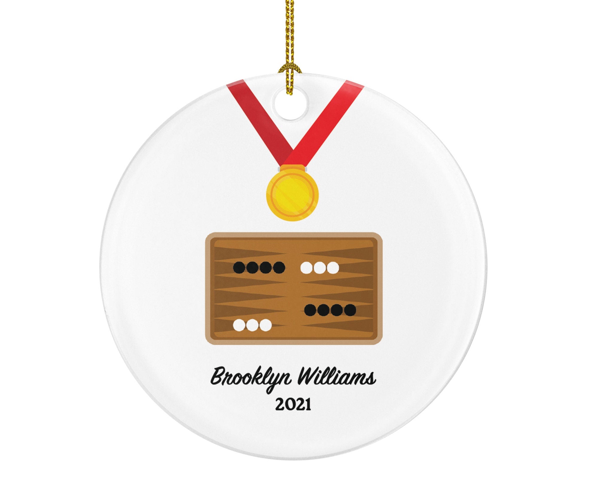 Backgammon Player Christmas Custom Ornament, Enthusiast, Board Games Personalized, Champion