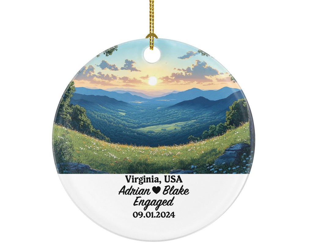 Virginia Christmas Ornament Personalized - VA Engaged Married Family Together Couple Travel Honeymoon Engagement Marriage