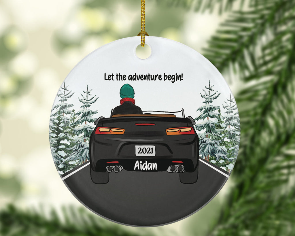 Personalized New Driver Christmas Ornament Boy Male Car Driving Convertible New License Owner Driver's License Plate Custom Gift For Teenage