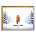 Personalized Couple in Snowy Scene Wall Art | Winter Landscape Print for Engaged, Married, Mr & Mrs, Anniversary | Aluminum Metal Print