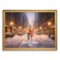 Custom New York City Couple Wall Art | Snowy NYC Scene for Engaged, Married, Mr & Mrs, Anniversary, Travel, Honeymoon | Aluminum Metal Print