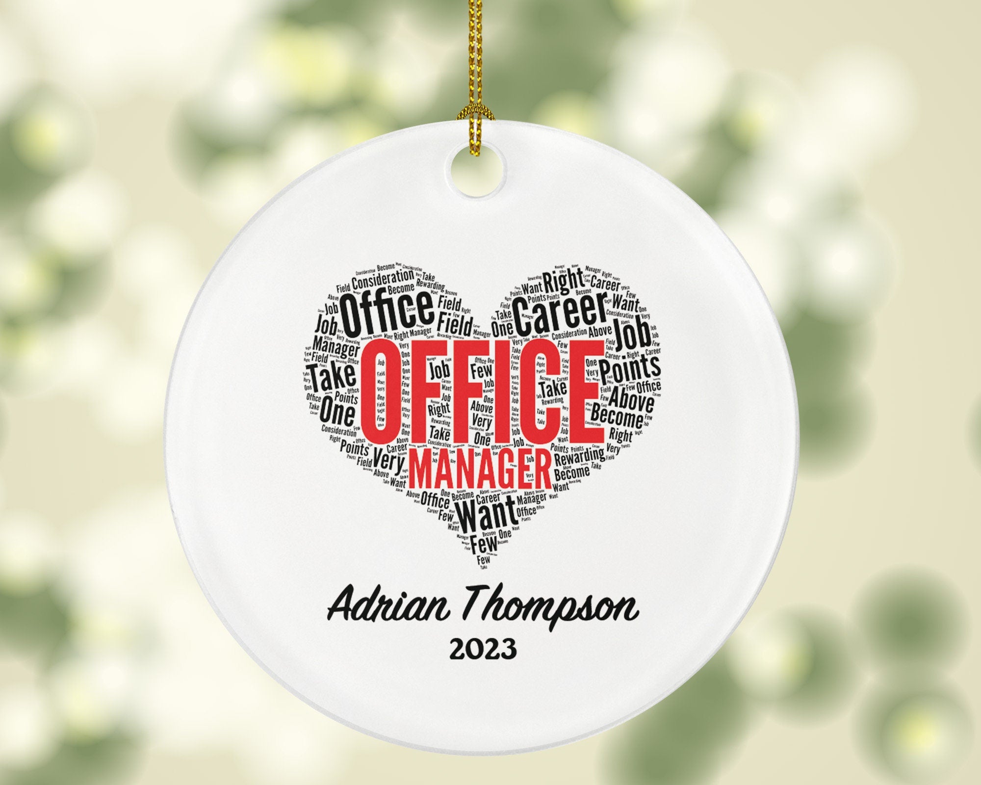 Office Manager Christmas Ornament Personalized - Officer Office Worker Gift - Custom Name Year