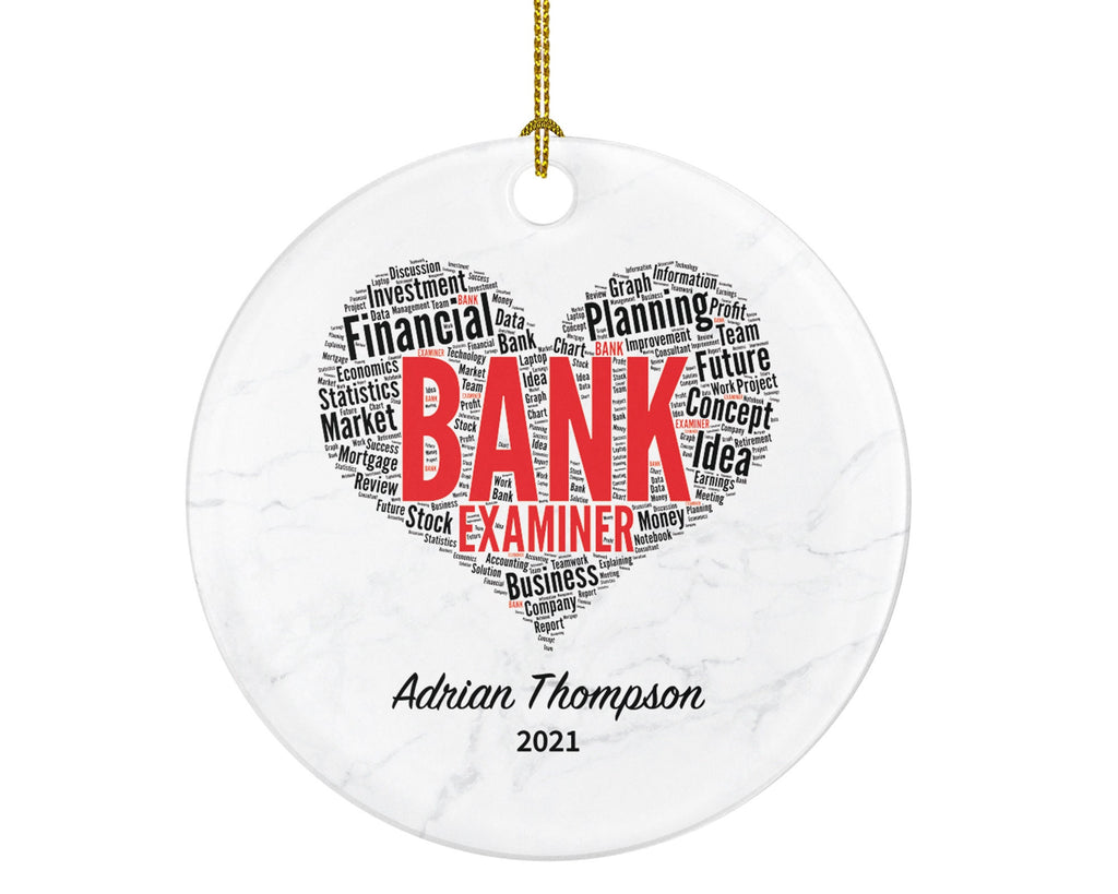 Bank Examiner Christmas Ornament Personalized - Bank Worker Financial Examiner Gift