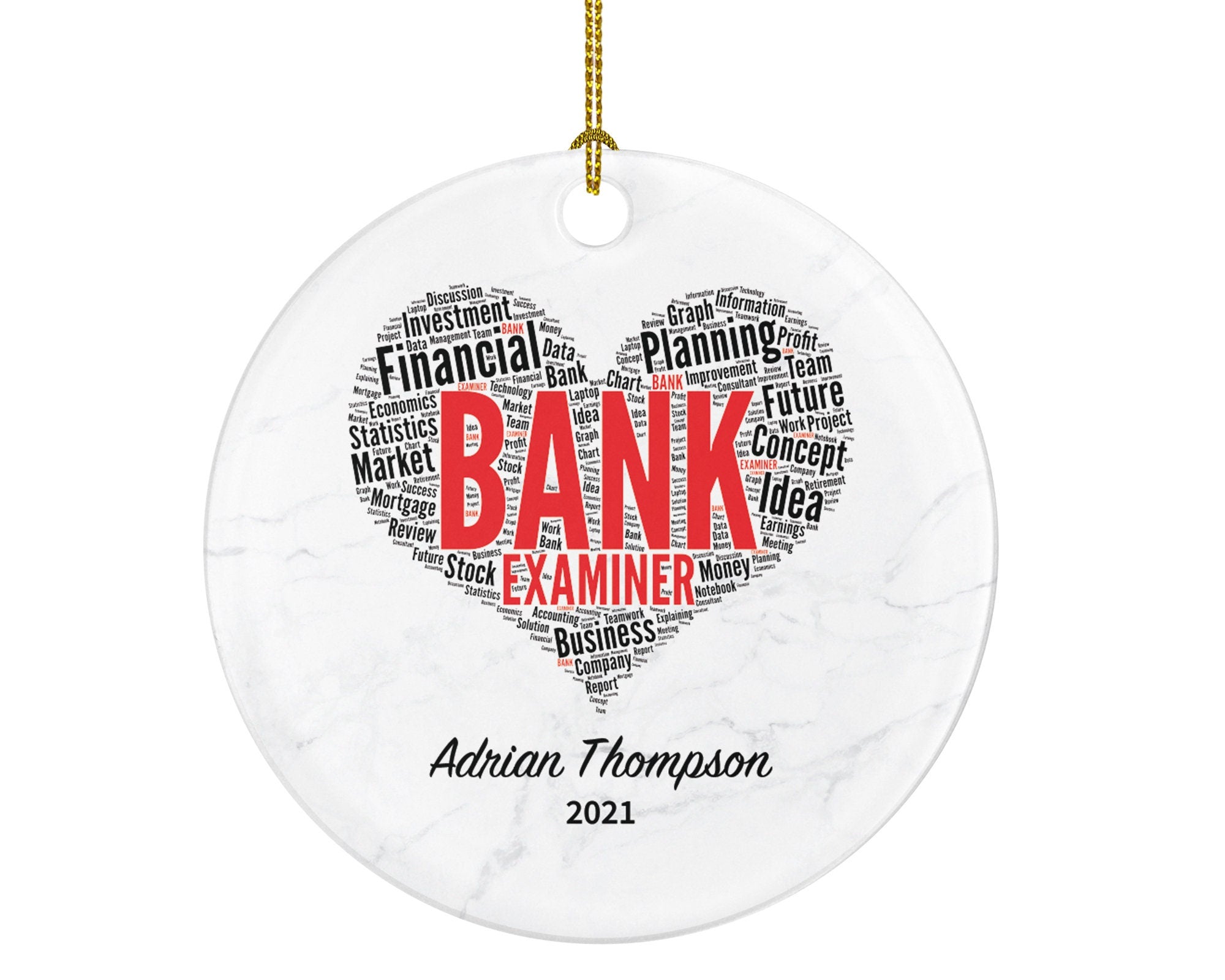 Bank Examiner Christmas Ornament Personalized - Bank Worker Financial Examiner Gift