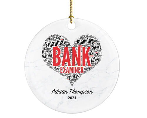 Bank Examiner Christmas Ornament Personalized - Bank Worker Financial Examiner Gift