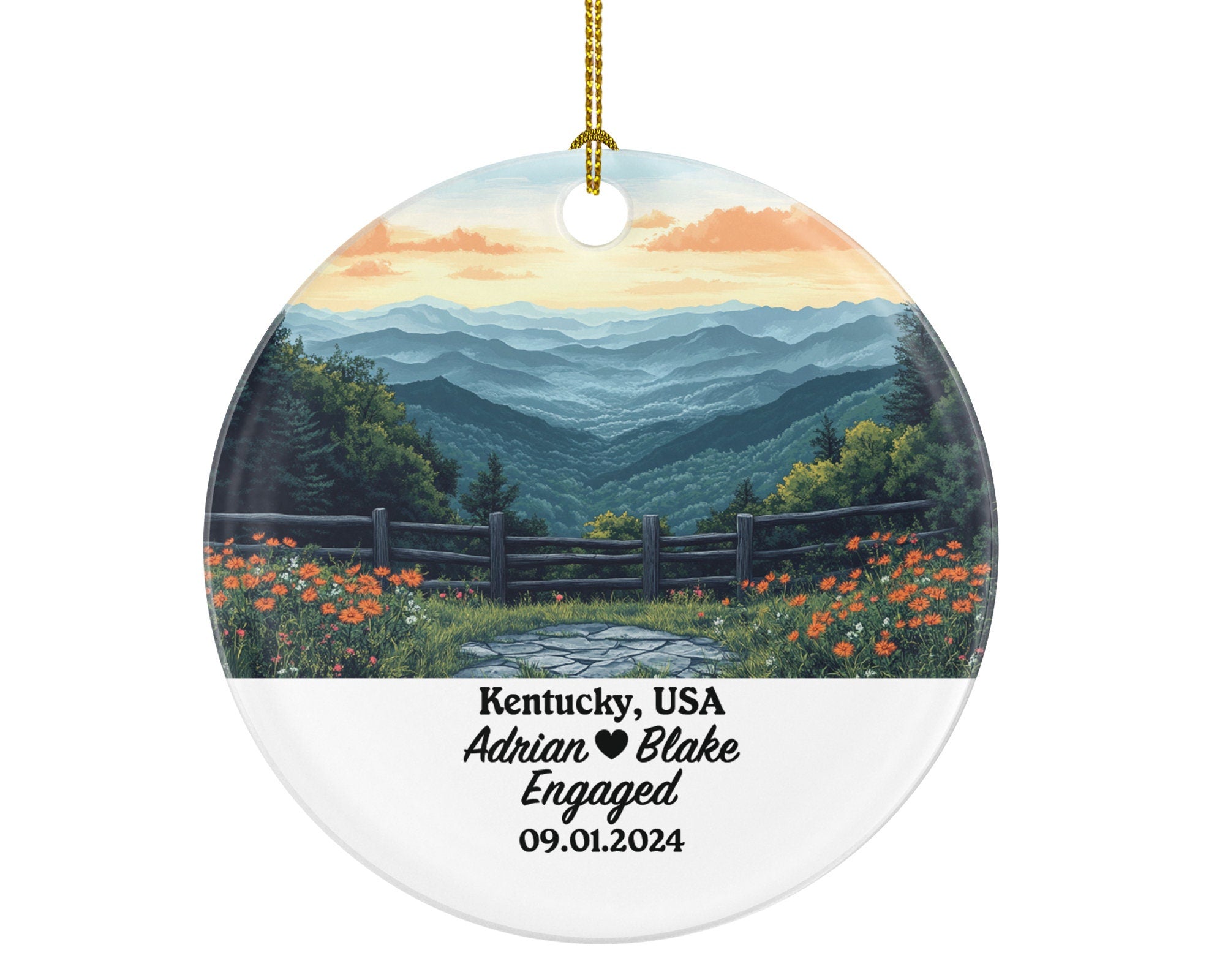 Kentucky Christmas Ornament Personalized - KY Engaged Married Family Together Couple Travel Honeymoon Engagement Marriage