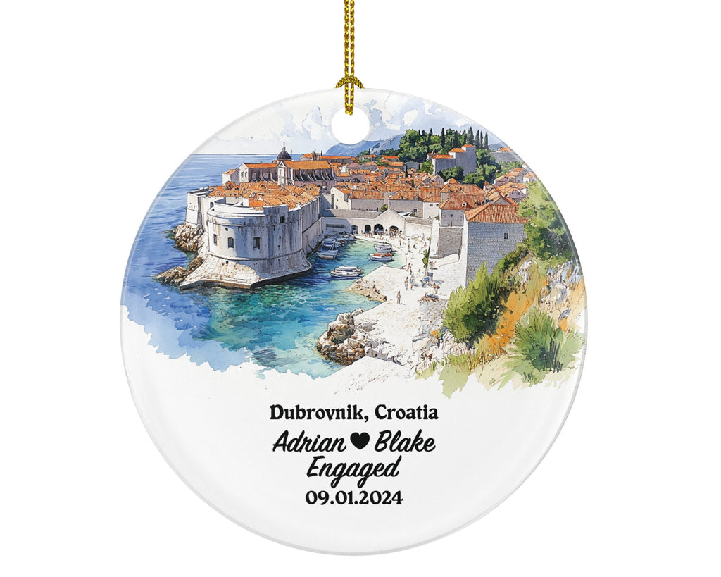 Dubrovnik Christmas Ornament Personalized - Croatia Engaged Married Family Together Couple Travel Honeymoon Engagement Marriage