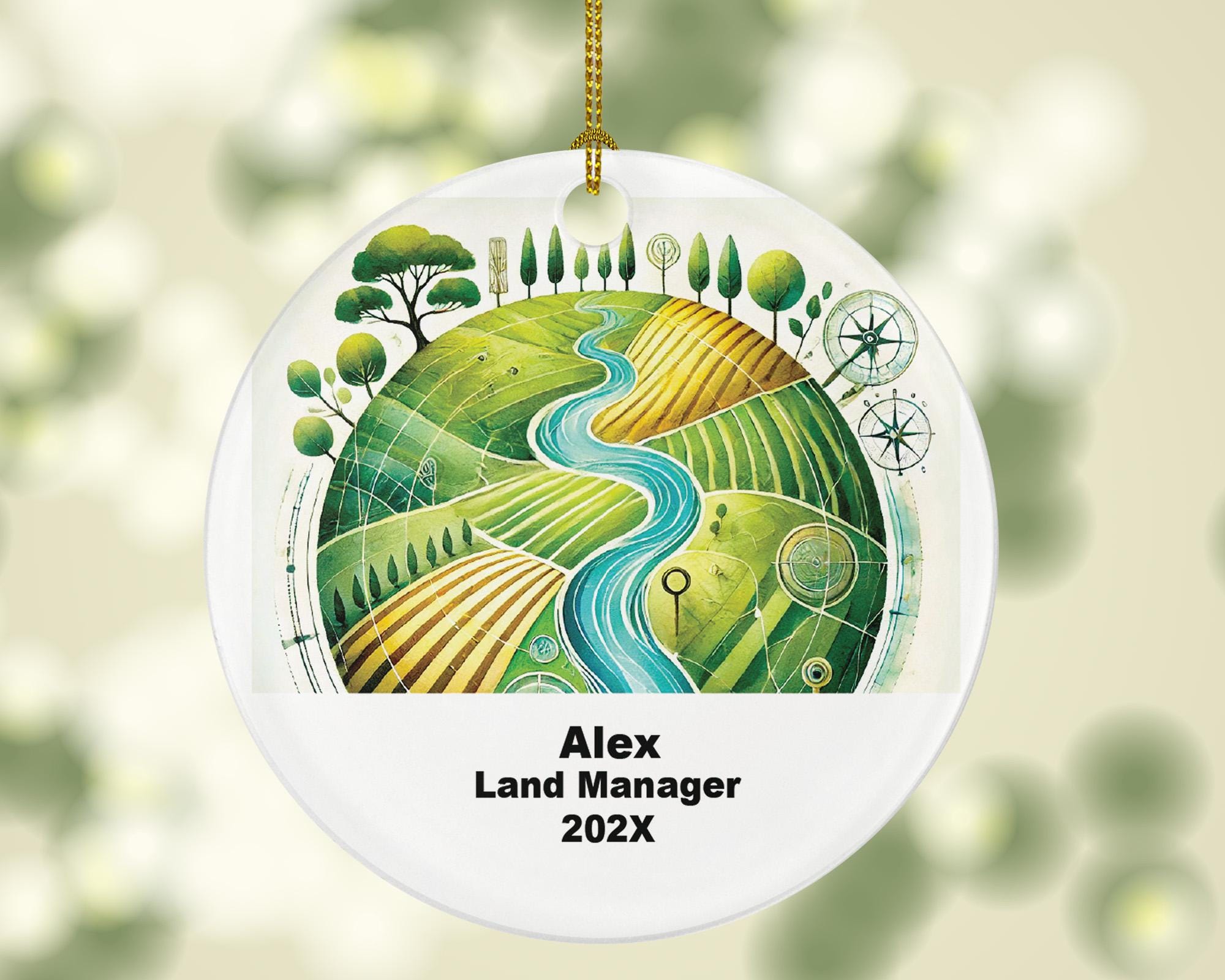 Personalized Land Manager Ornament – Custom Environmental Gift – Conservation and Agriculture Ornament with Name and Year