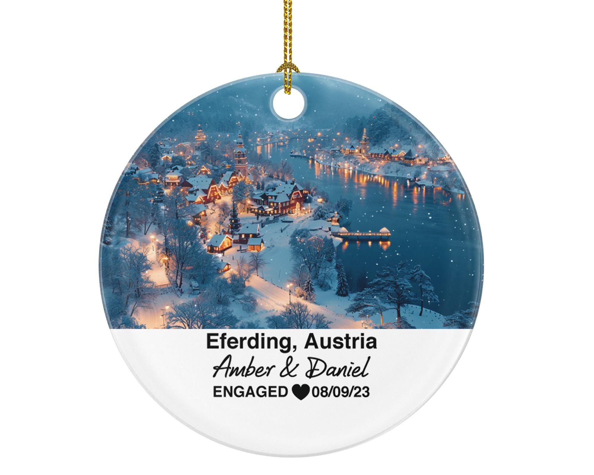 Custom Austria Eferding Ornament – Personalized Eferding Castle, Aschach River Keepsake, Couple Gift for Wedding or Honeymoon
