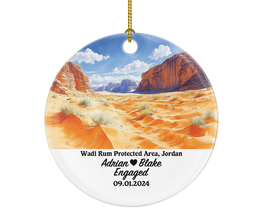 Wadi Rum Protected Area Christmas Ornament Personalized - Jordan Engaged Married Family Together Couple Travel Honeymoon Engagement Marriage