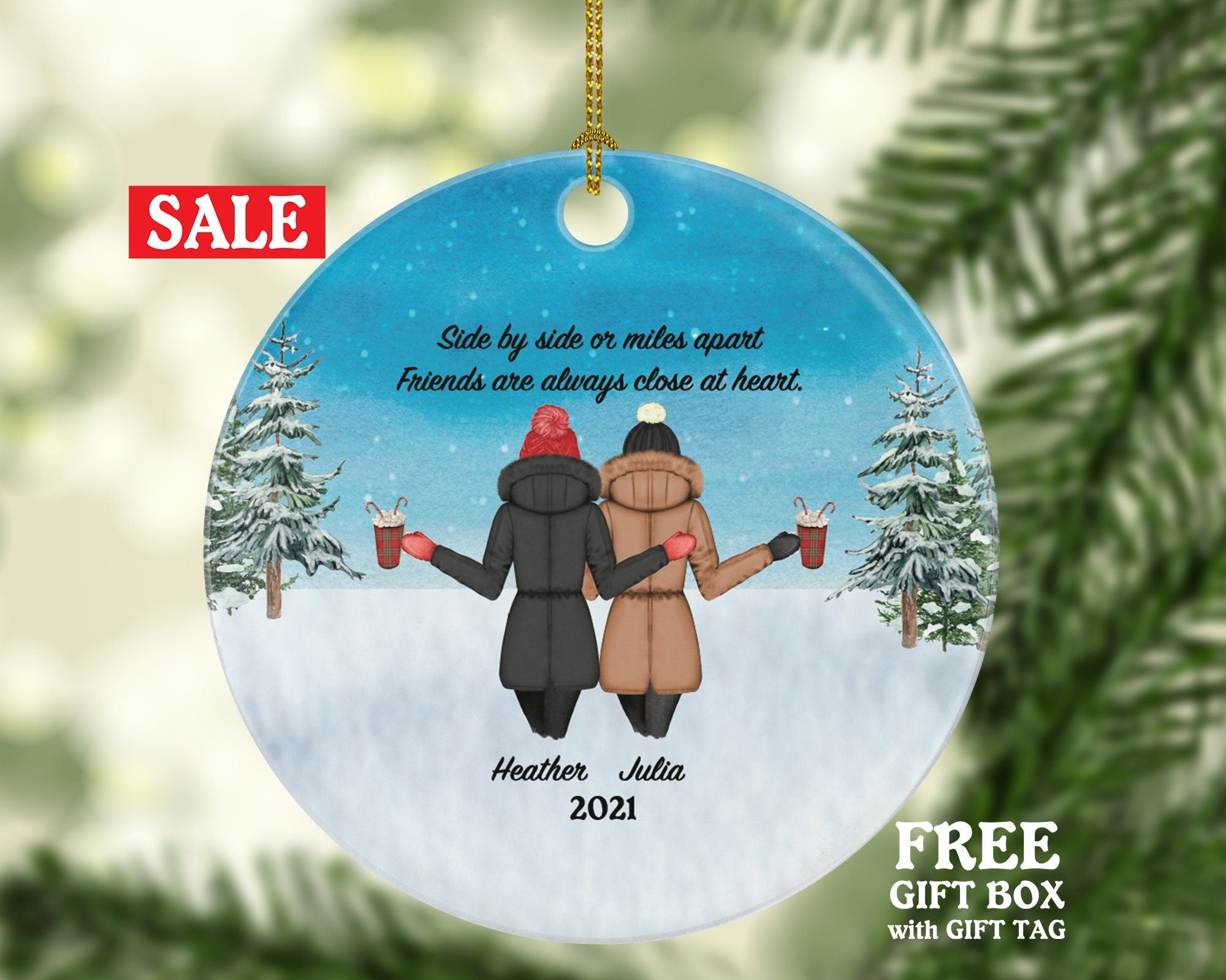 Soul Sisters for 2, Best Friends Christmas Ornament for Sisters, Personalized Ornament, BFF Gift, Personalized Friend Ornament, Besties