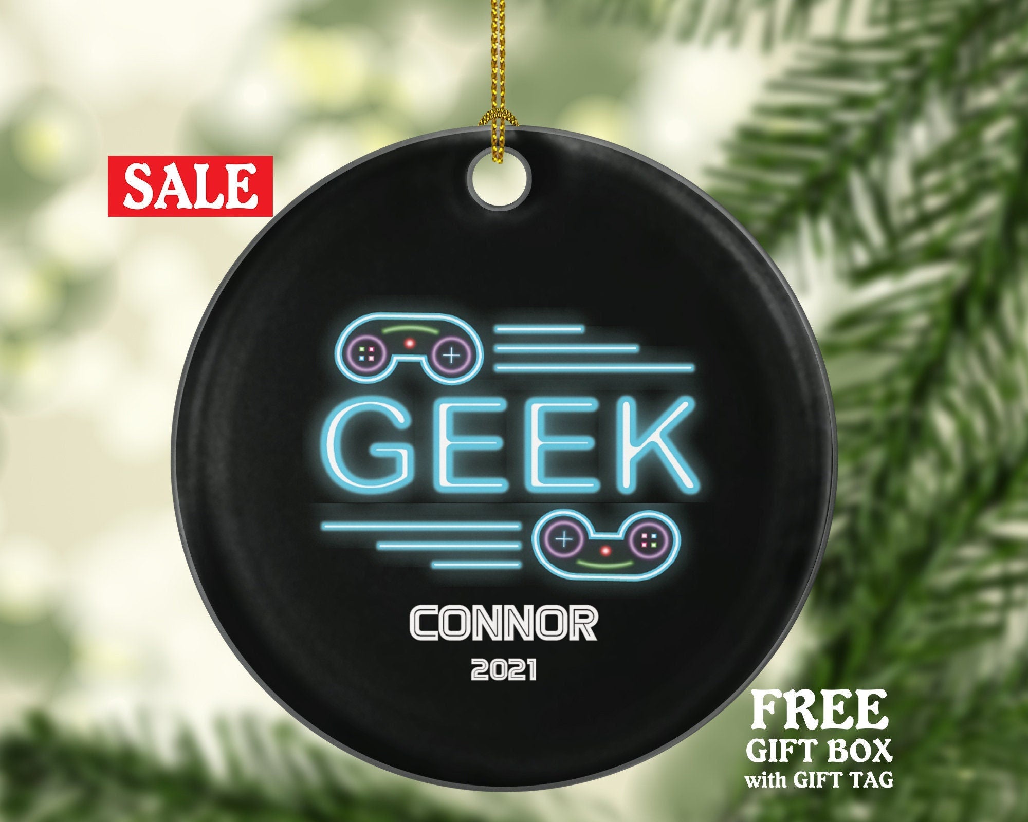 Geek Christmas Ornament Personalized