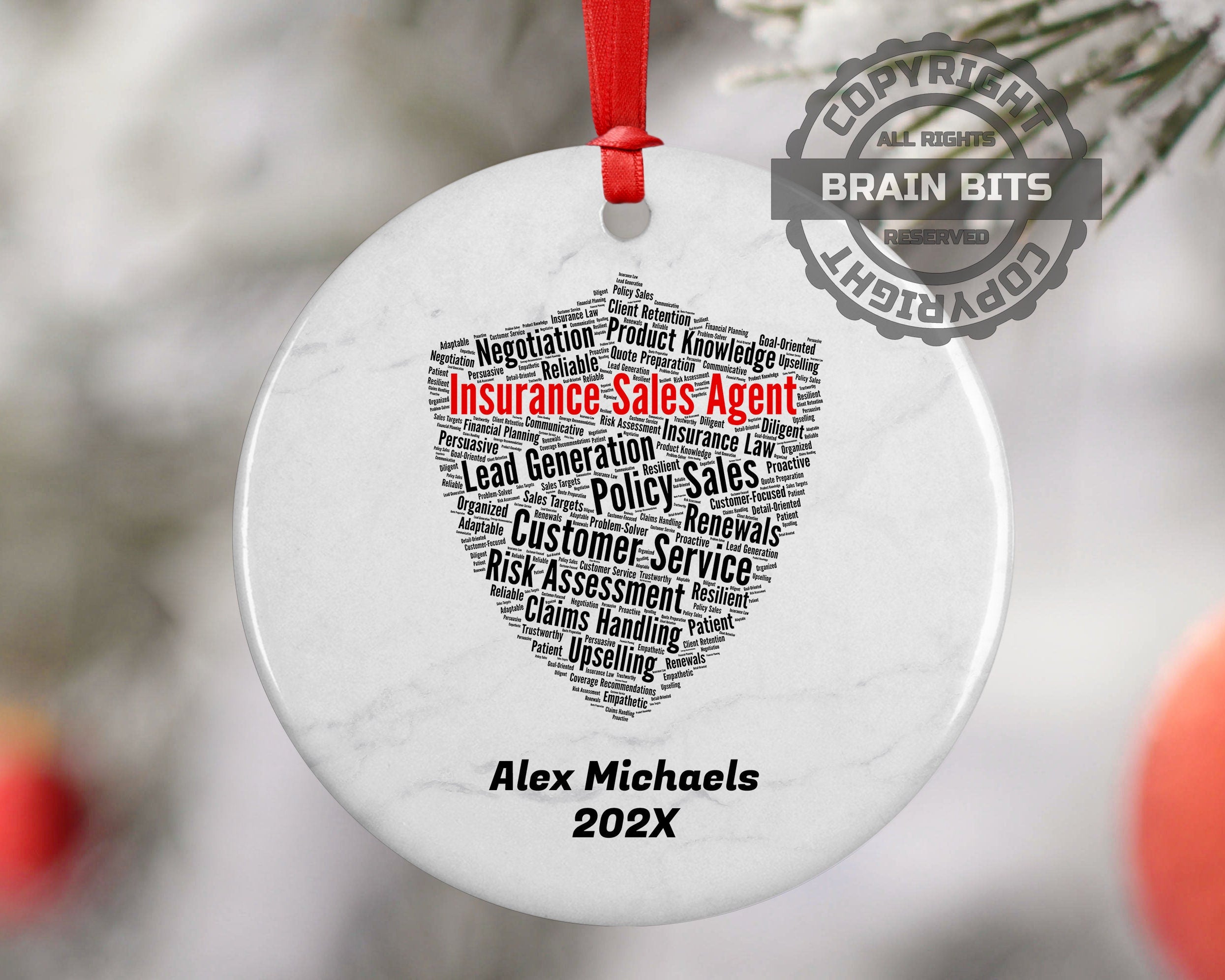 Insurance Sales Agent Personalized Christmas Ornament