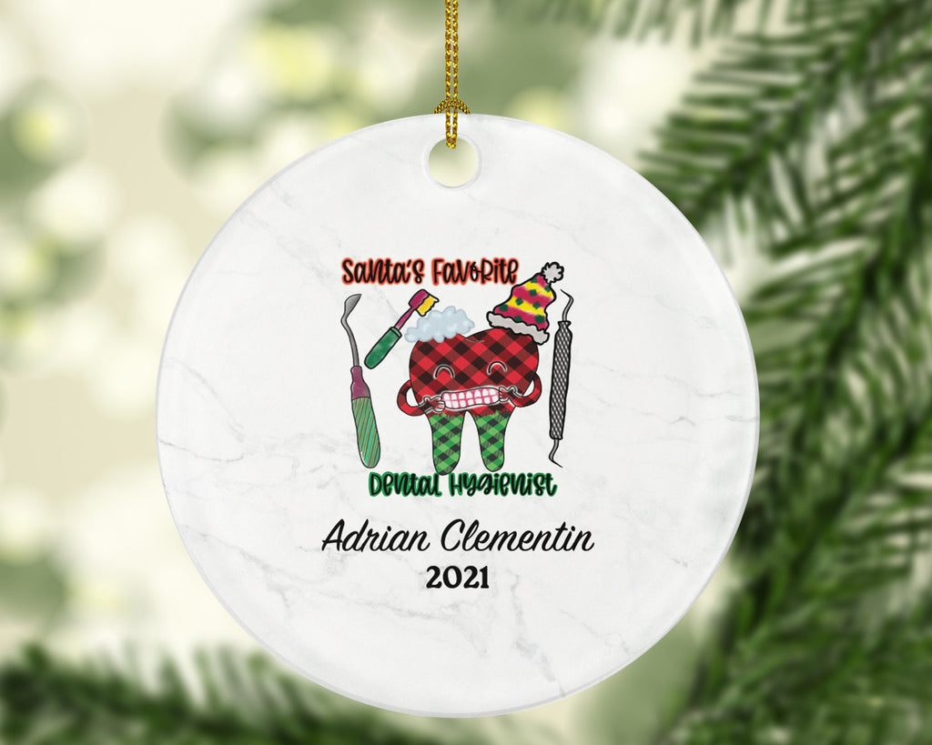 Santa's Favorite Dental Hygienist Christmas Ornament Personalized - Custom Name Gift