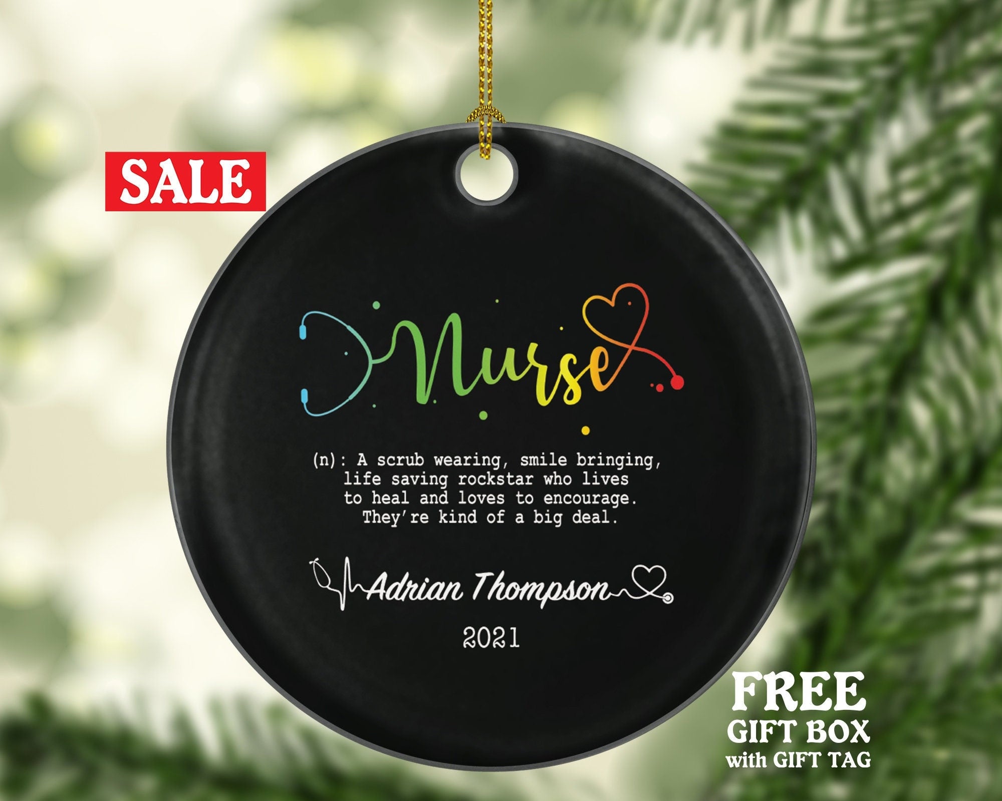 Nurse Definition Christmas Ornament Personalized - Nursing Registered Nurse Health Worker Gift from Patient for Nurse RN Custom Medical