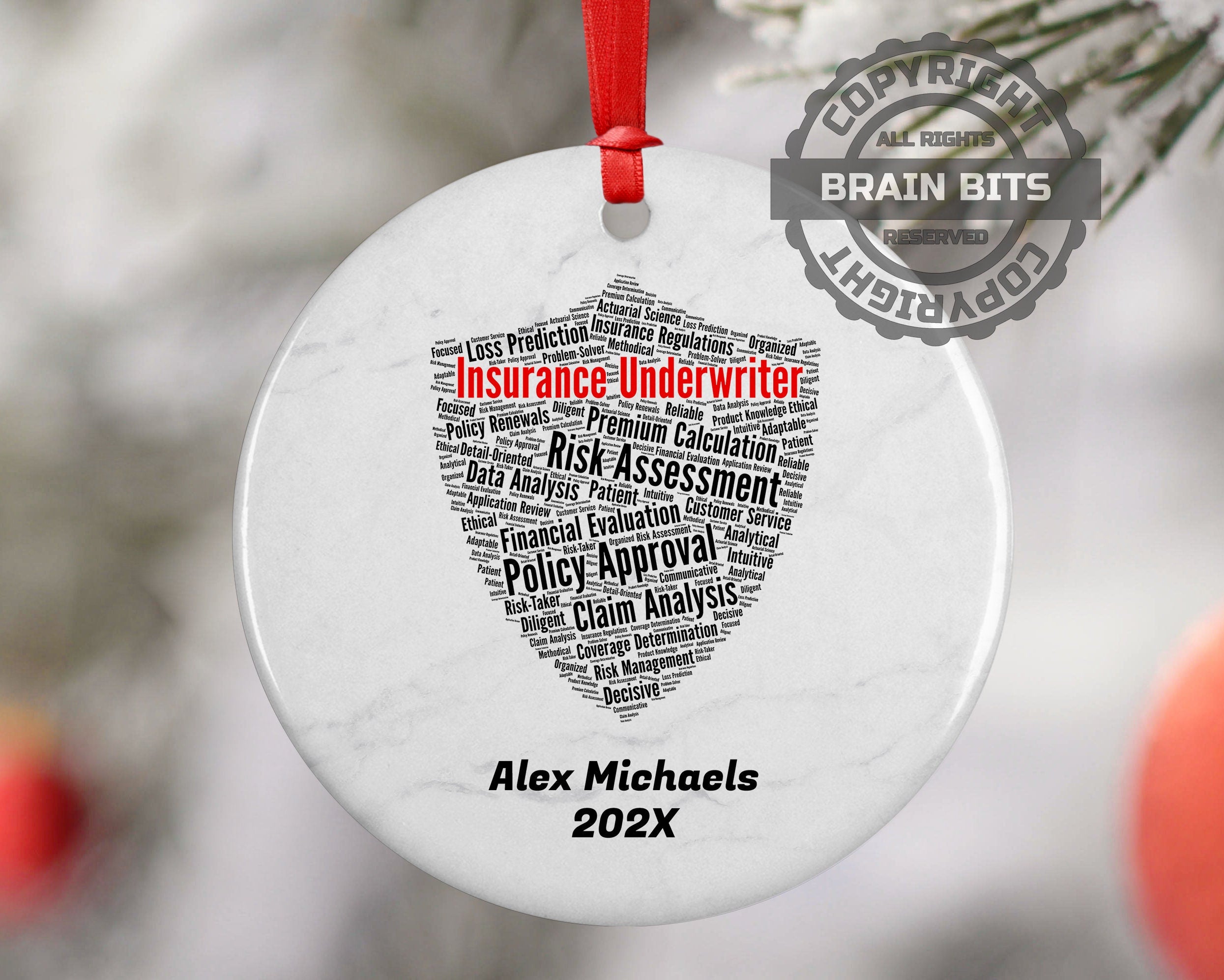 Insurance Underwriter Personalized Christmas Ornament