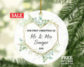 Our First Christmas as Mr & Mrs Personalized Ornament - Newlywed Mr. and Mrs. Wedding Couple Just Married Marriage Gift