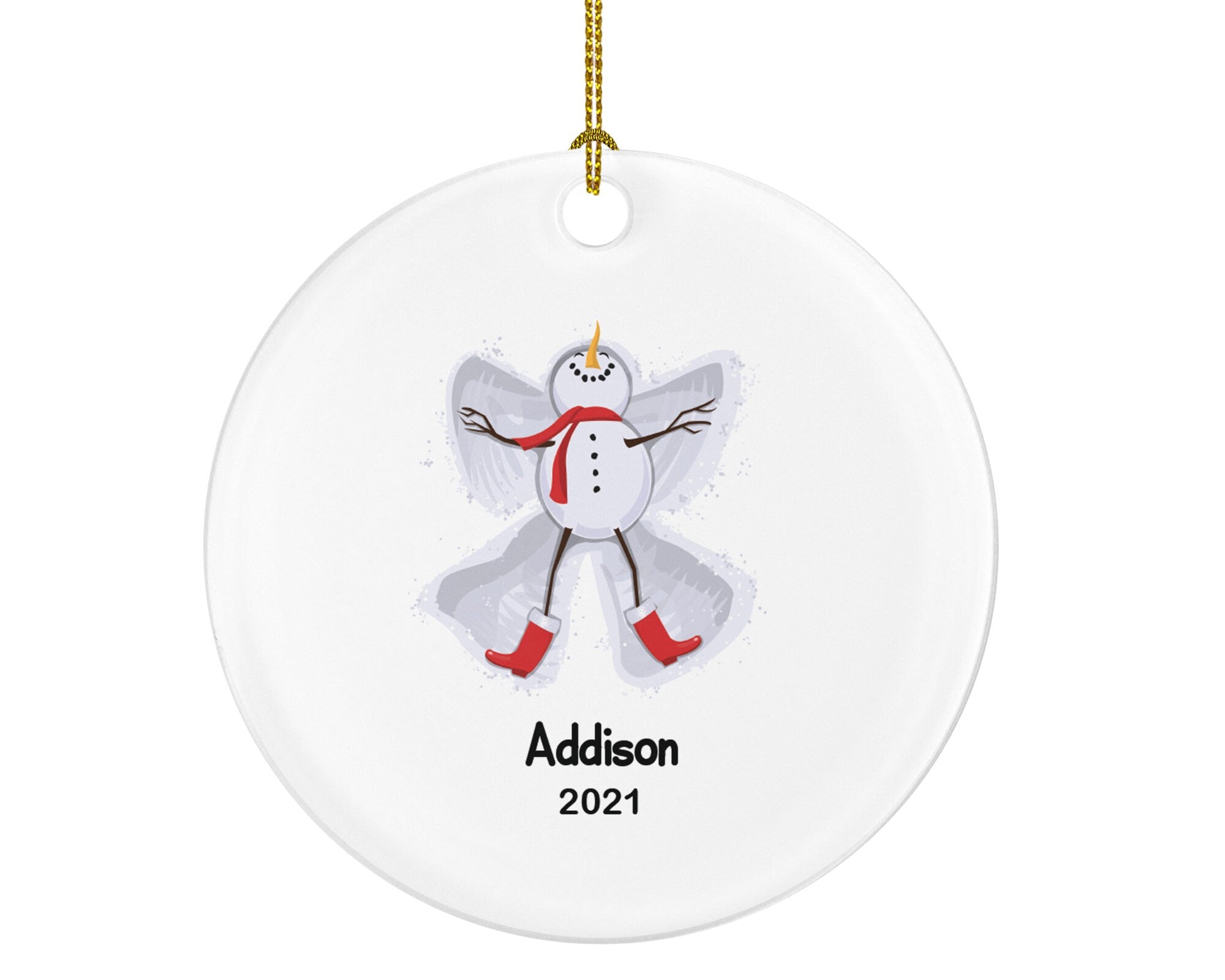 Funny Kid Christmas Ornament Personalized - Snowmen Boy or Girl Custom Name and Year