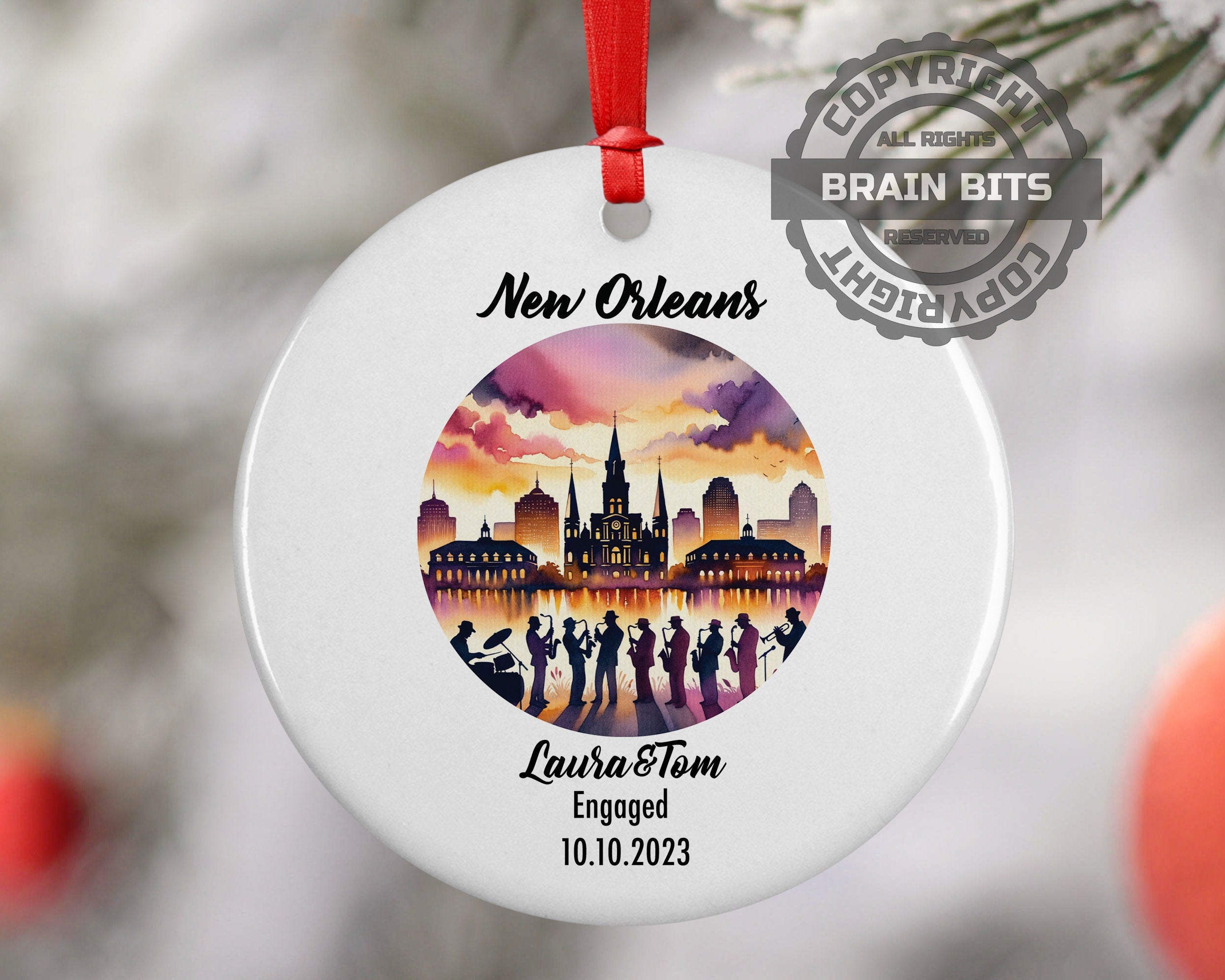 New Orleans Ornament, Engagement, Married, Travel, Gift for Engaged Couple, Engagement Gift, Trip, Vacation Souvenir
