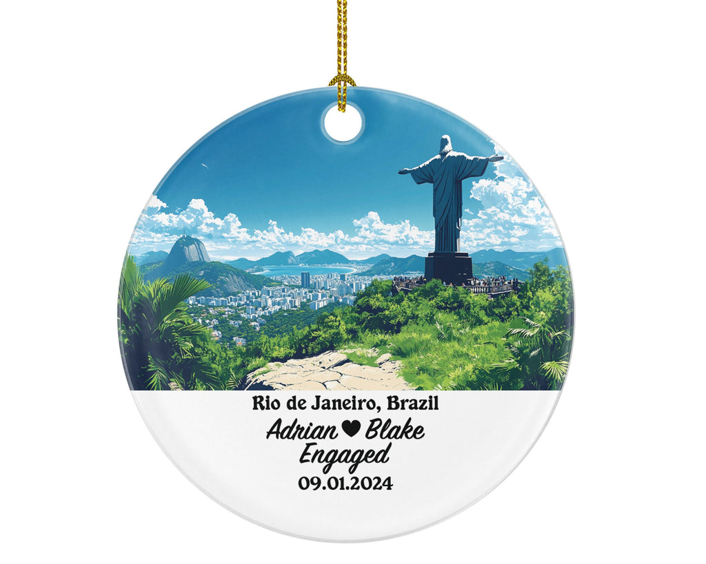 Rio de Janeiro Christmas Ornament Personalized - Brazil Engaged Married Family Together Couple Travel Honeymoon Engagement Marriage
