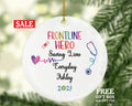 Frontline Heroes Medical Health Worker Doctor Christmas Ornament, Custom Gift from Patient for Nurse Physician Physical Therapist MD RN PT