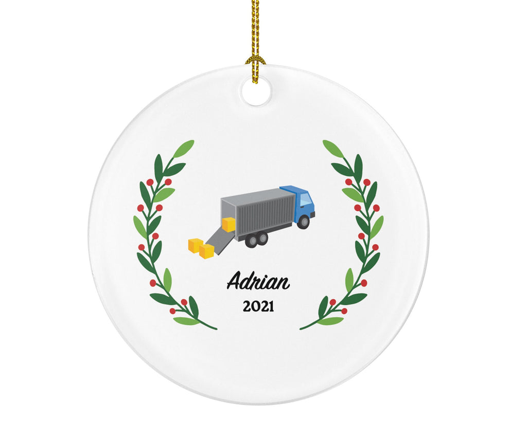 Logistics Truck Worker Christmas Ornament Personalized - Trucker Truck Christmas Heavy Duty Vehicle Gift for an Employee Employer Custom
