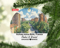 Personalized Aulnay-sous-Bois France Christmas Ornament, Parc du Sausset, Mr & Mrs Wedding, Engagement, or Honeymoon Keepsake for Couples