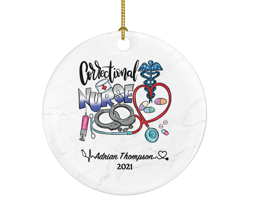 Correctional Nurse Christmas Ornament Personalized -  Gift for Correctional Facilities Jail Nurse Health Worker Custom Medical