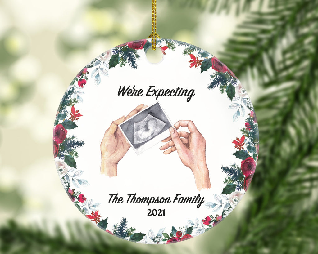 Personalized We're Expecting Christmas Ornament - Future Baby Pregnancy Announcement Gift - We are Expecting Present for Pregnant Mom Dad