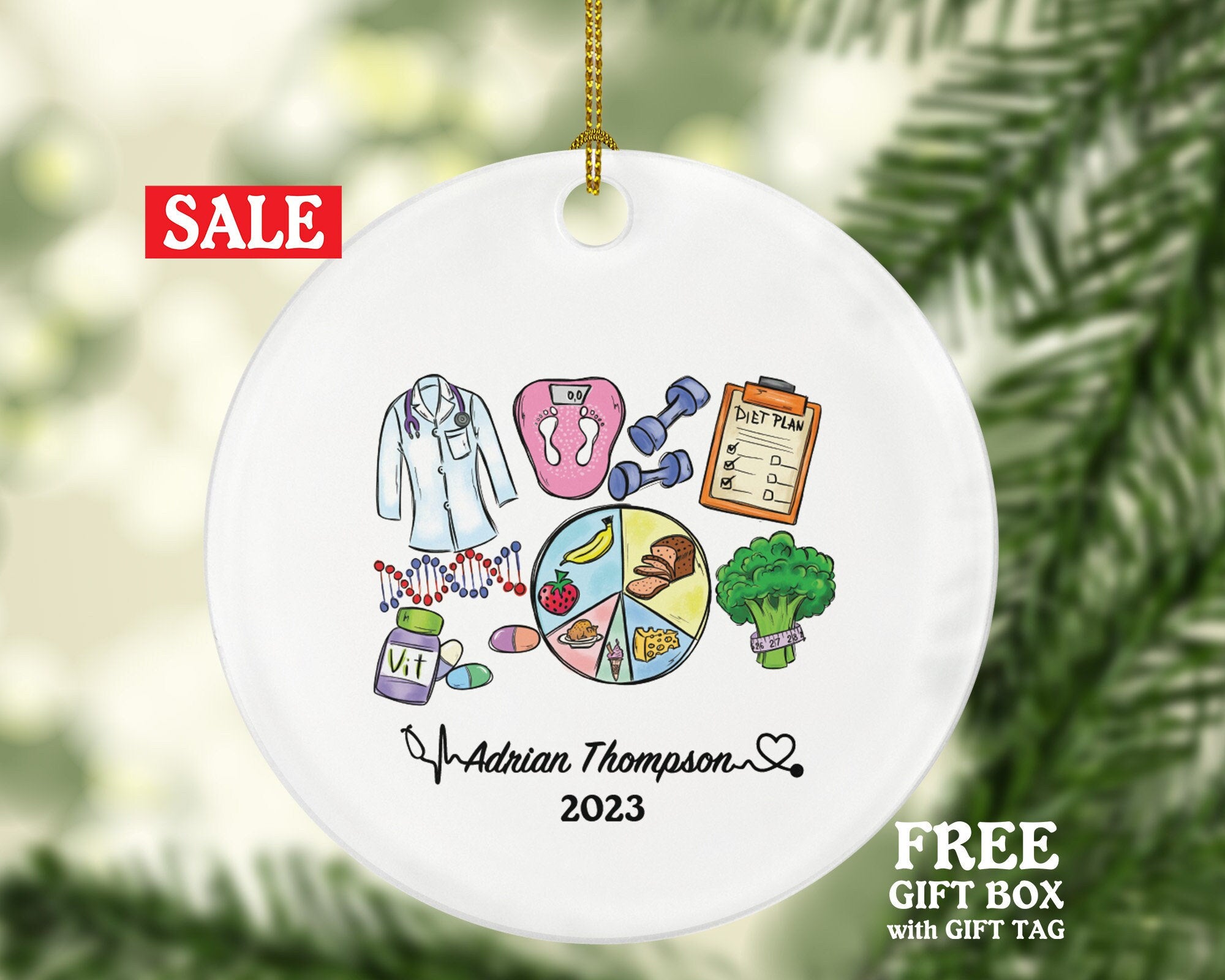 Nutritionist Health Coach Dietitian Christmas Ornament Personalized -  Custom Name Year Gift