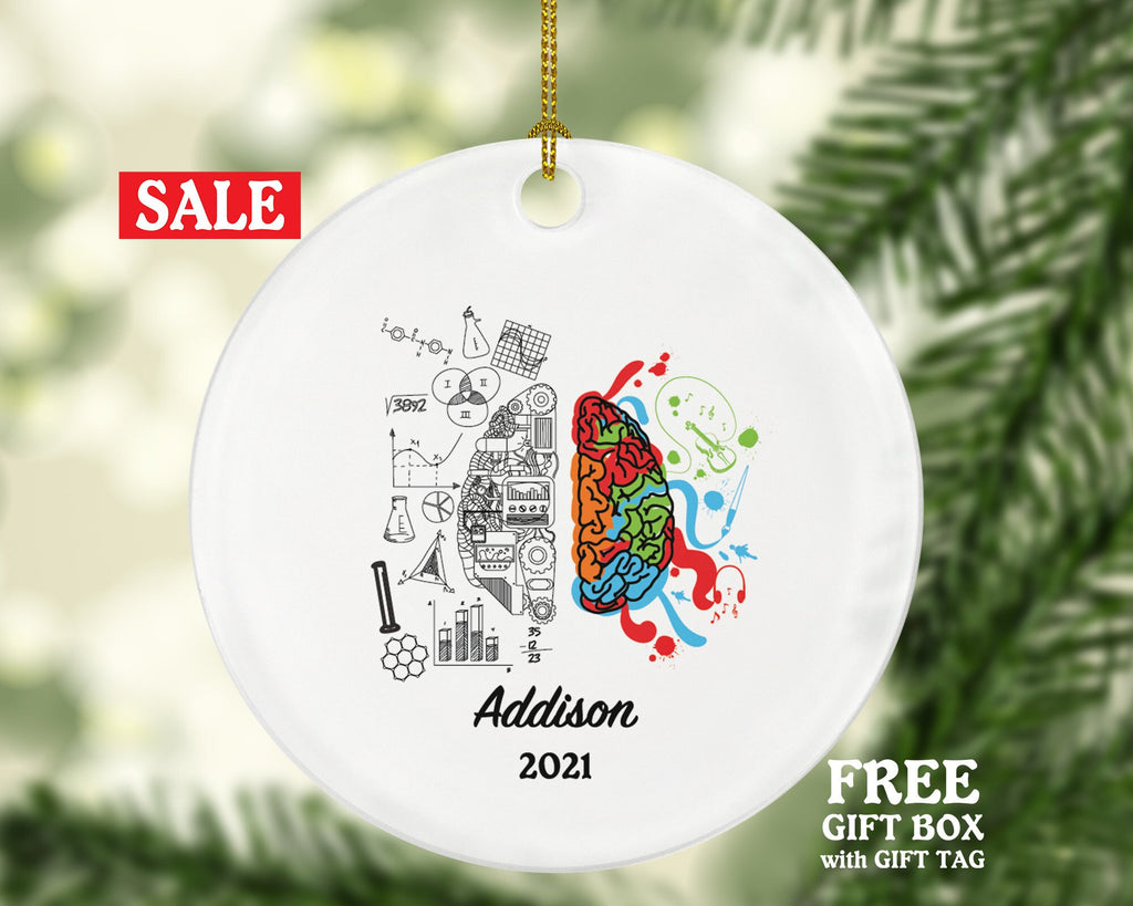 Psychiatrist / Psychologist Christmas Ornament Personalized, Brain Ornament, Anatomy Ornament, Science Gift
